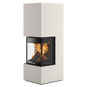 Kit cheminée Oranier Club UH 550 en pierre frittée blanc soie 8 kW